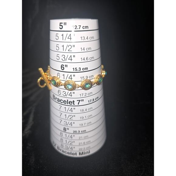 Julie Vos Elliptical Montana Blue Crystal Gold Tone Tennis Bracelet- NWOT - Picture 2 of 7